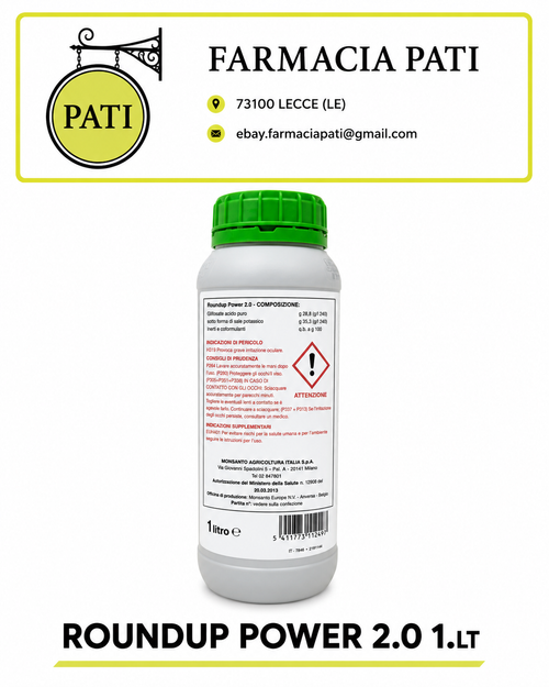 ROUNDUP POWER 2.0 DISERBANTE ERBICIDA AZIONE TOTALE GLIFOSATO PROFESSIONALE 1.LT